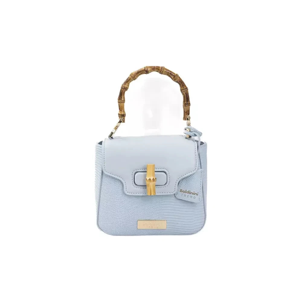 Elegant Light Blue Shoulder Bag with Golden Accents