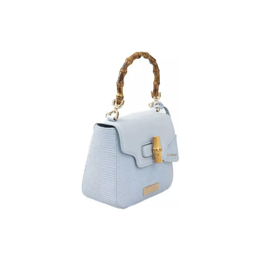 Elegant Light Blue Shoulder Bag with Golden Accents