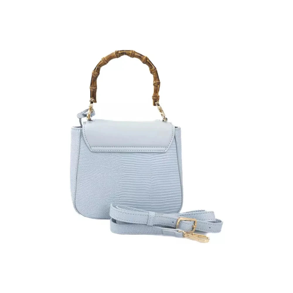 Elegant Light Blue Shoulder Bag with Golden Accents