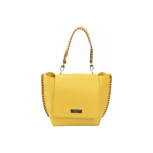 Elegant Yellow Shoulder Flap Bag with Golden Details