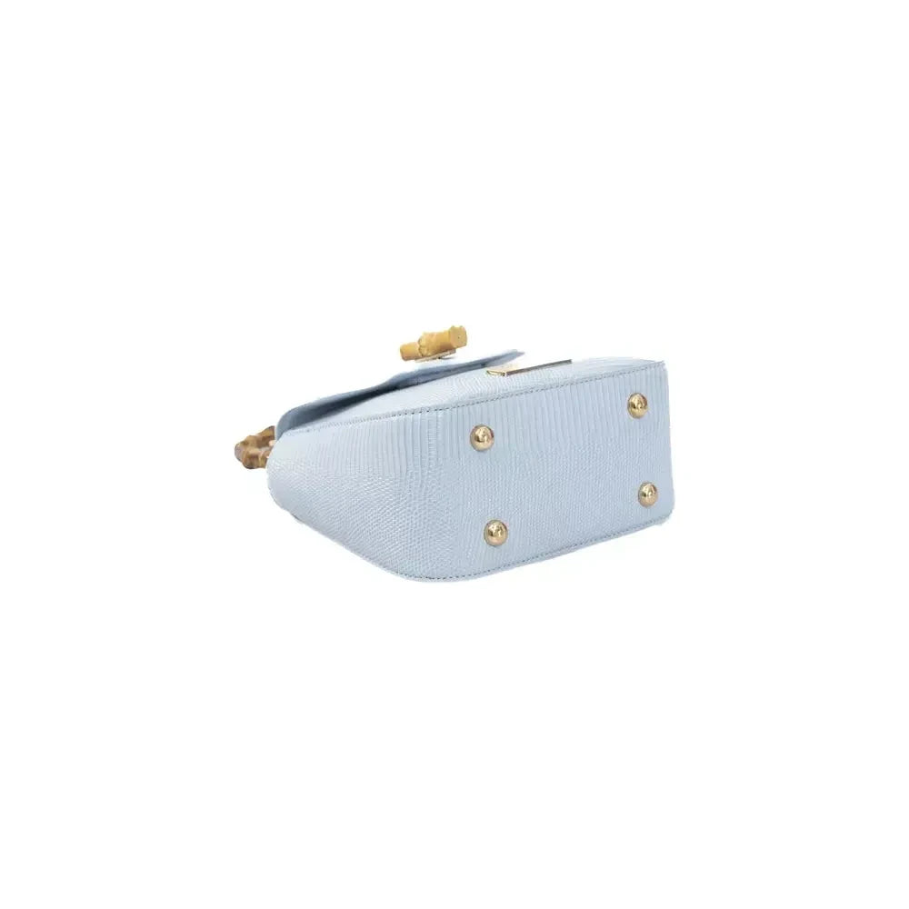 Elegant Light Blue Shoulder Bag with Golden Accents