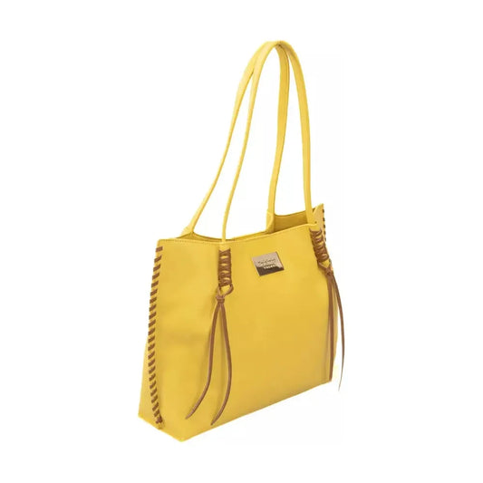 Chic Yellow Handbag with Golden Accents