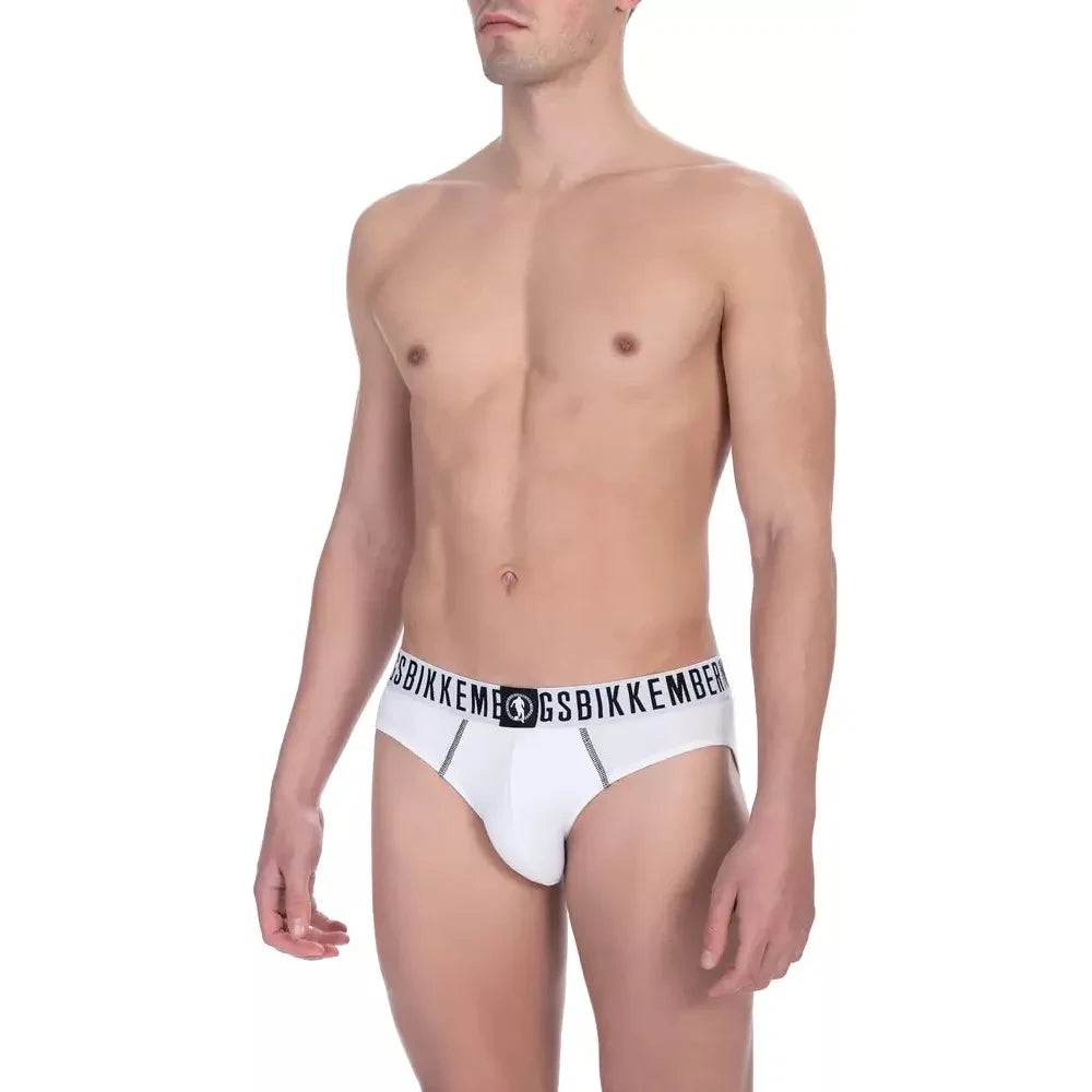 Chic White Cotton Blend Briefs Bi-Pack