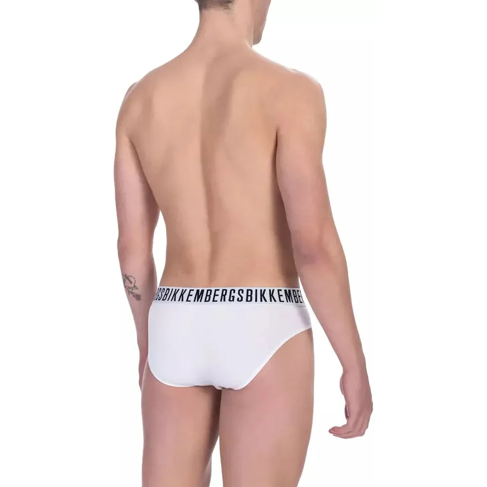 Chic White Cotton Blend Briefs Bi-Pack