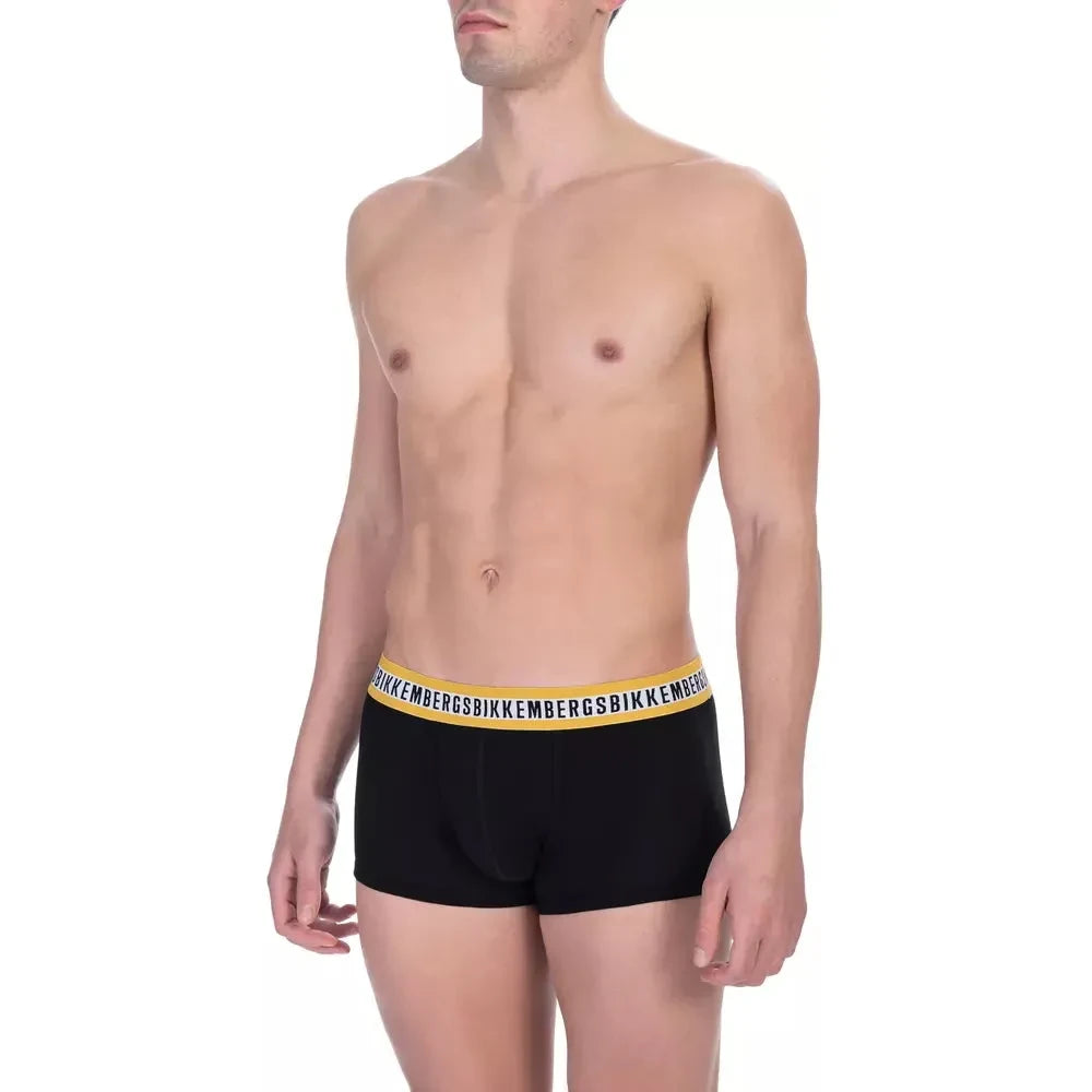 Sleek Bikkembergs Black Cotton Trunk Twin-Pack