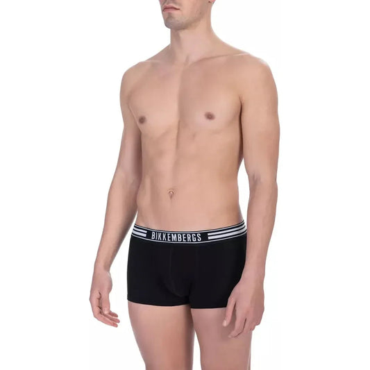 Bikkembergs Sleek Black Cotton Trunks Duo Bikkembergs