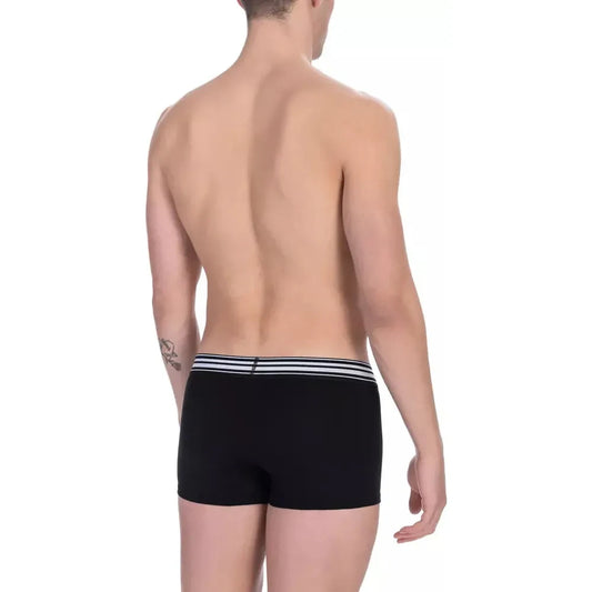 Bikkembergs Sleek Black Cotton Trunks Duo Bikkembergs