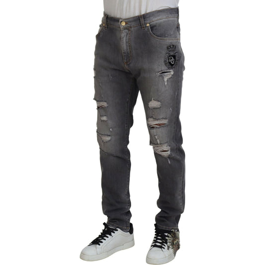 Elegant Gray Skinny Denim Jeans