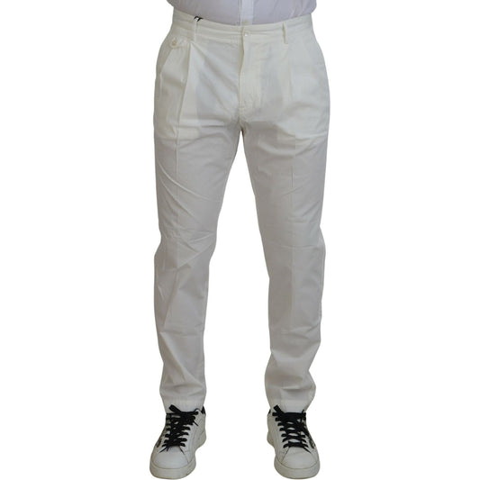 Elegant White Cotton Chino Pants