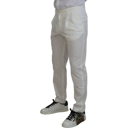 Elegant White Cotton Chino Pants