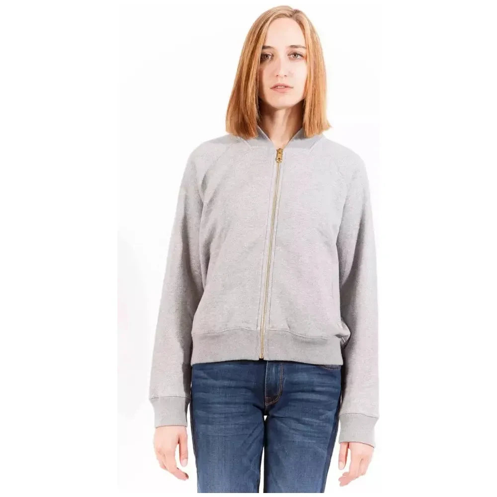 Chic Gray Long Sleeve Zippered Sweatshirt