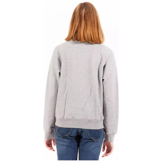 Chic Gray Long Sleeve Zippered Sweatshirt