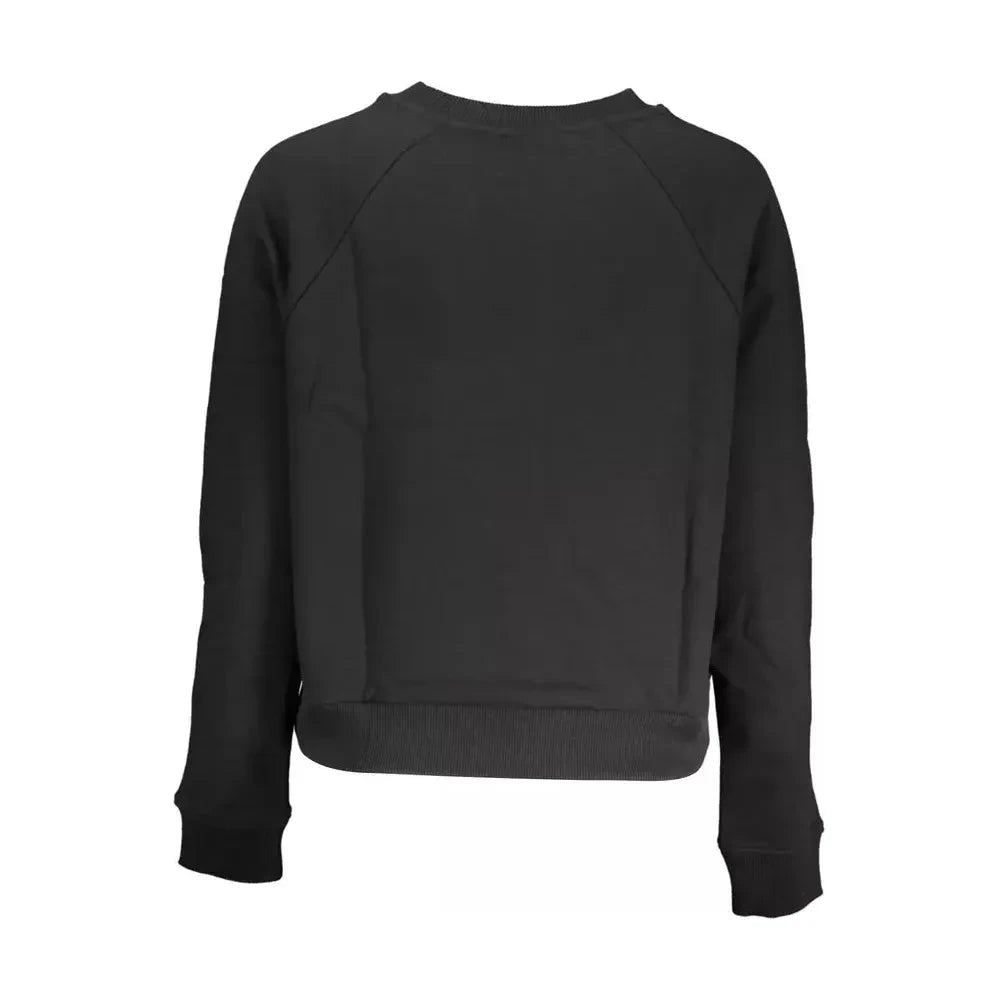 Sleek Black Cotton Sweatshirt with Logo Print