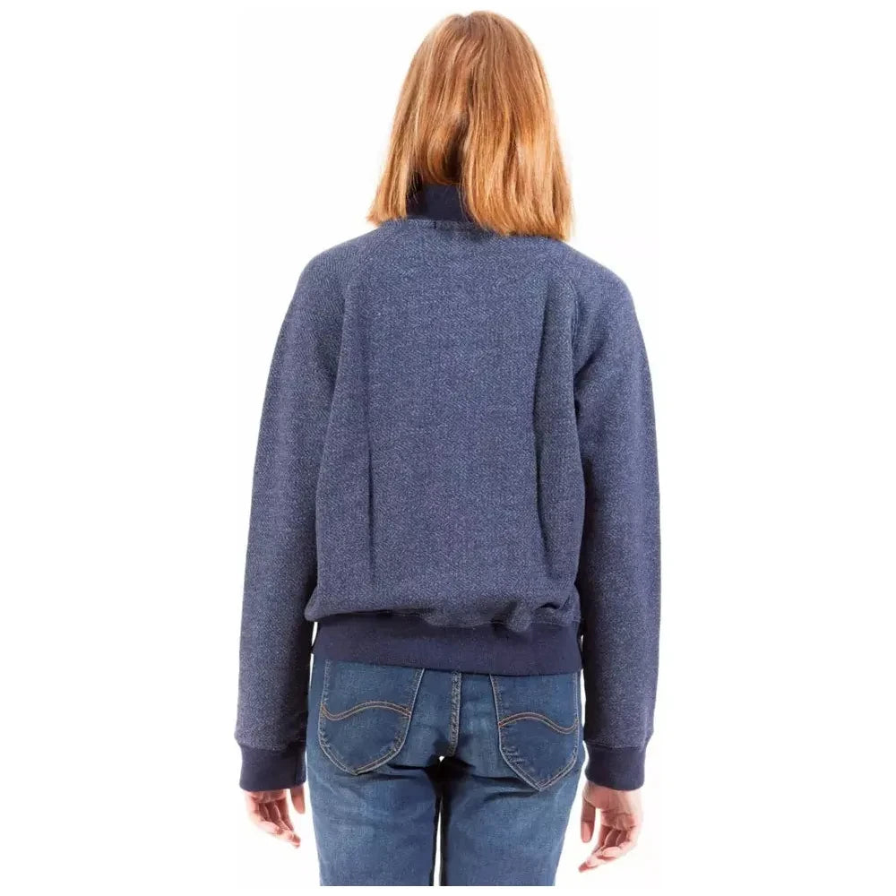 Elegant Long Sleeve Zip Sweatshirt in Blue