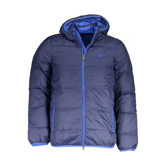 Elegant Detachable Hood Jacket in Blue La Martina