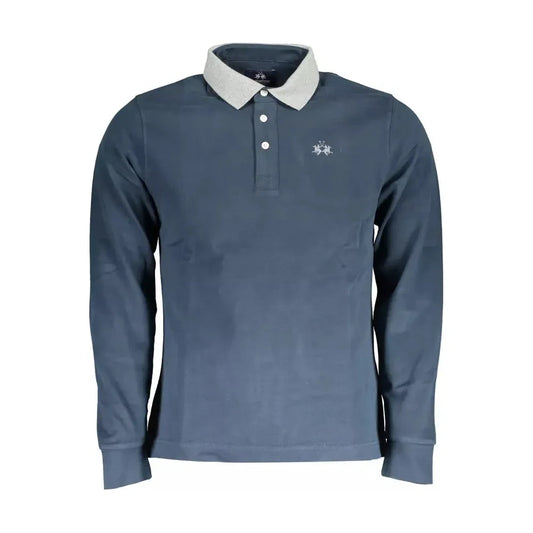 Elegant Blue Long-Sleeved Polo