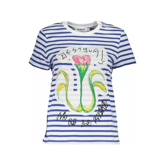 Desigual Chic Blue Contrasting Detail Tee Desigual