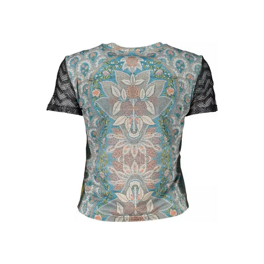 Ethereal Light Blue Printed Tee with Contrasts Desigual