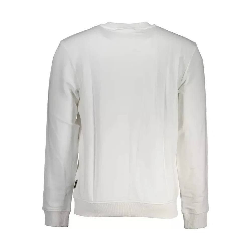 Crisp White Embroidered Crew Neck Sweatshirt