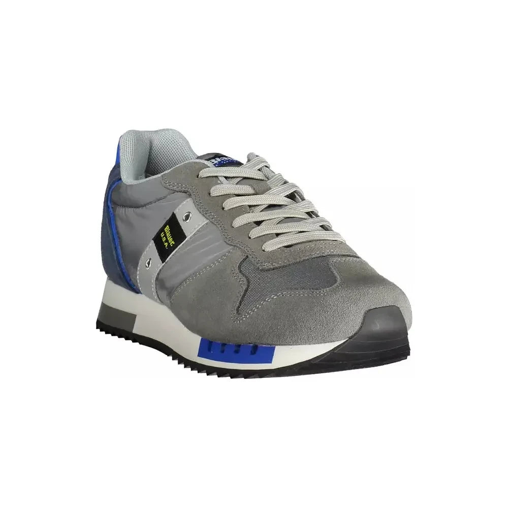 Elegant Gray Sports Sneakers with Contrasting Accents