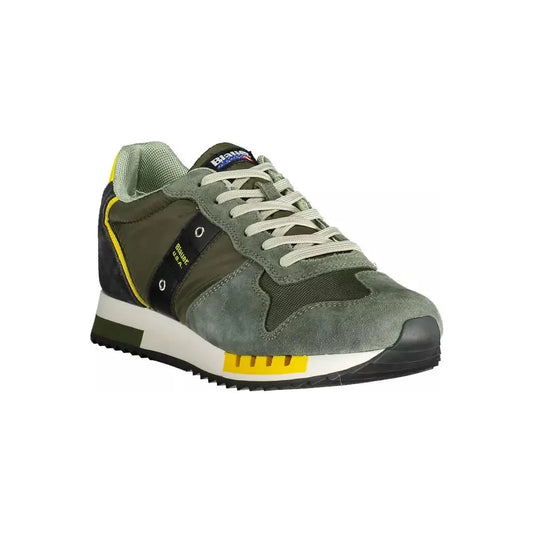 Green Lace-Up Sports Sneaker with Logo