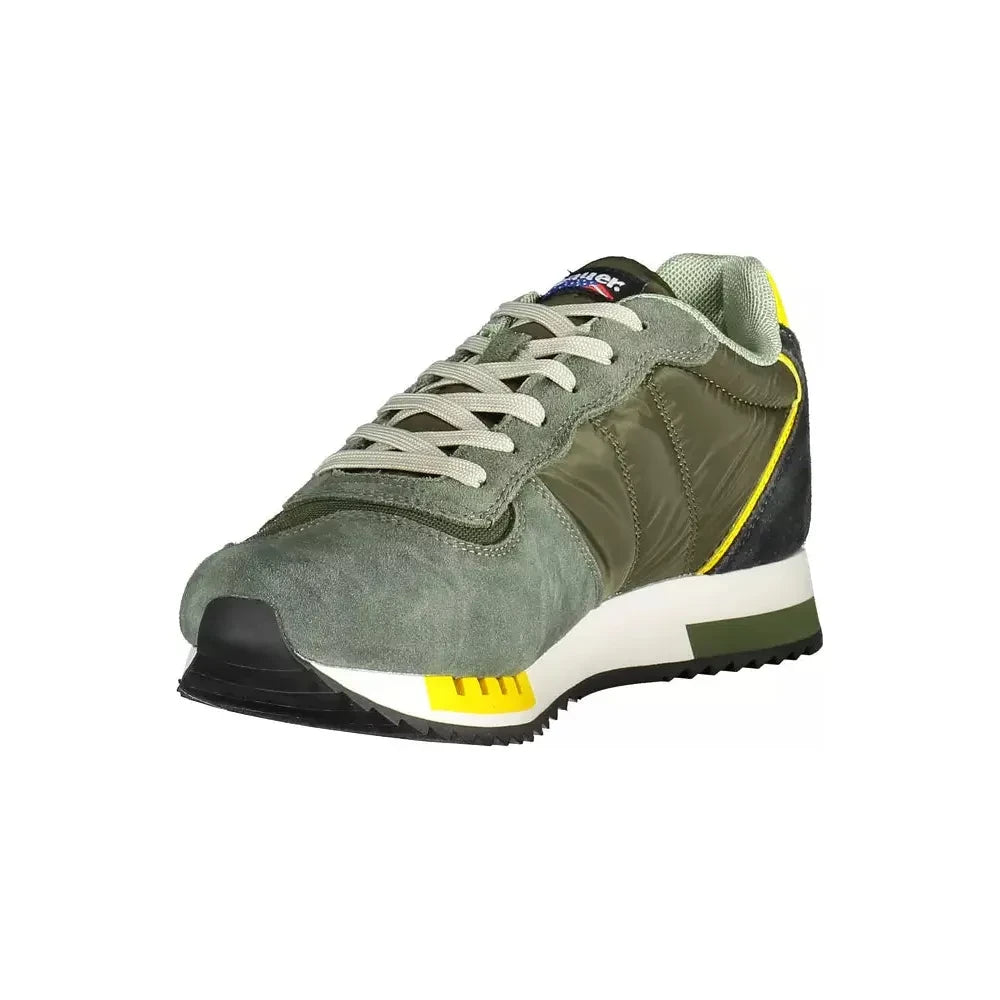 Green Lace-Up Sports Sneaker with Logo