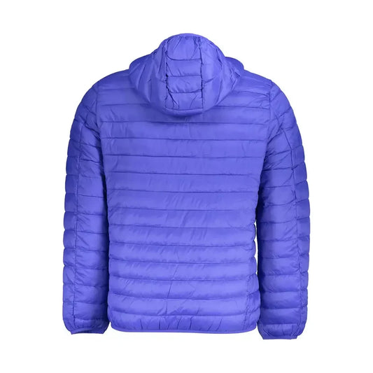 Sleek Blue Polyamide Hooded Jacket