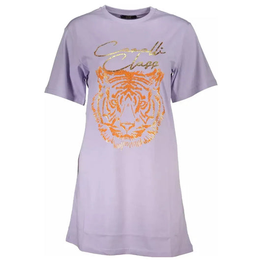 Elegant Purple Short Sleeve Tee Cavalli Class