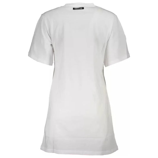 Elegant White Cotton Tee with Iconic Print Cavalli Class