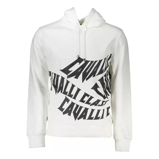 Cavalli Class Elegant White Hooded Sweatshirt Cavalli Class