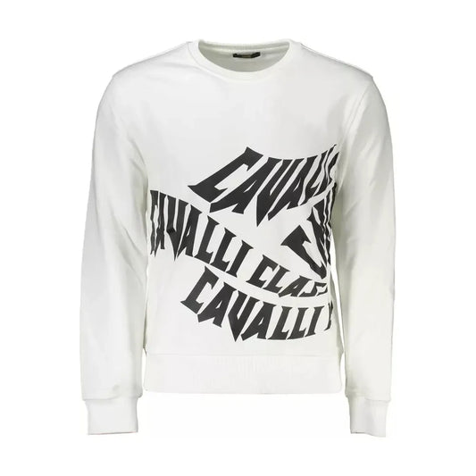 Elegant White Brushed Sweatshirt with Logo Print