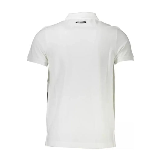 Elegant White Cotton Polo with Chic Print