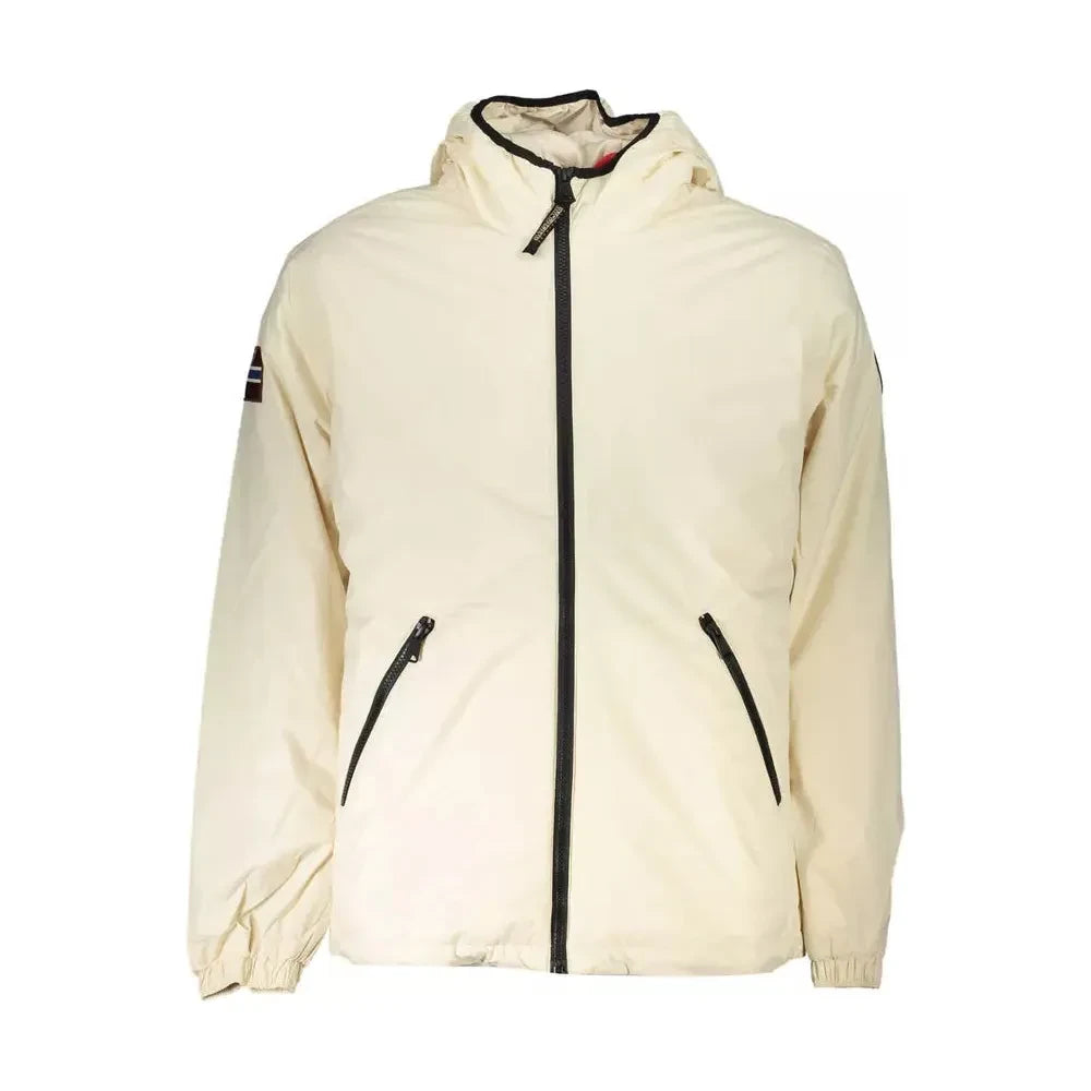 Chic White Polyamide Hooded Jacket