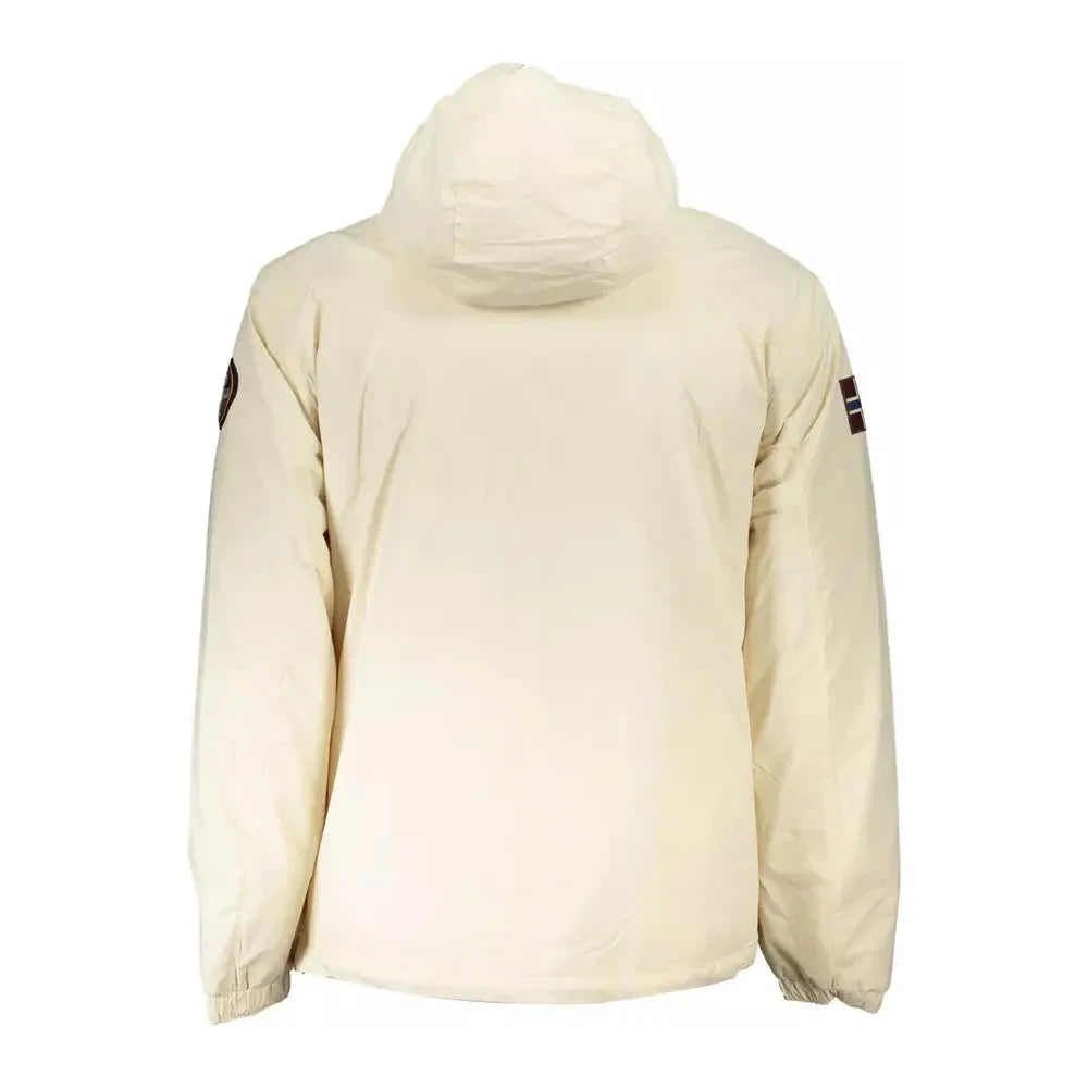 Chic White Polyamide Hooded Jacket