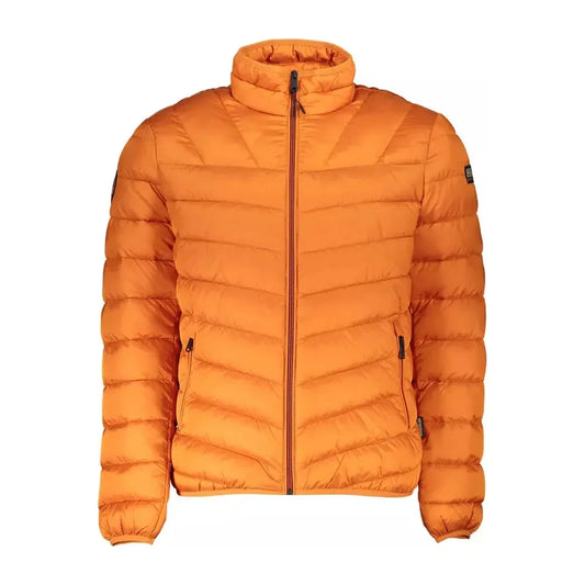 Chic Orange Polyamide Jacket with Pockets