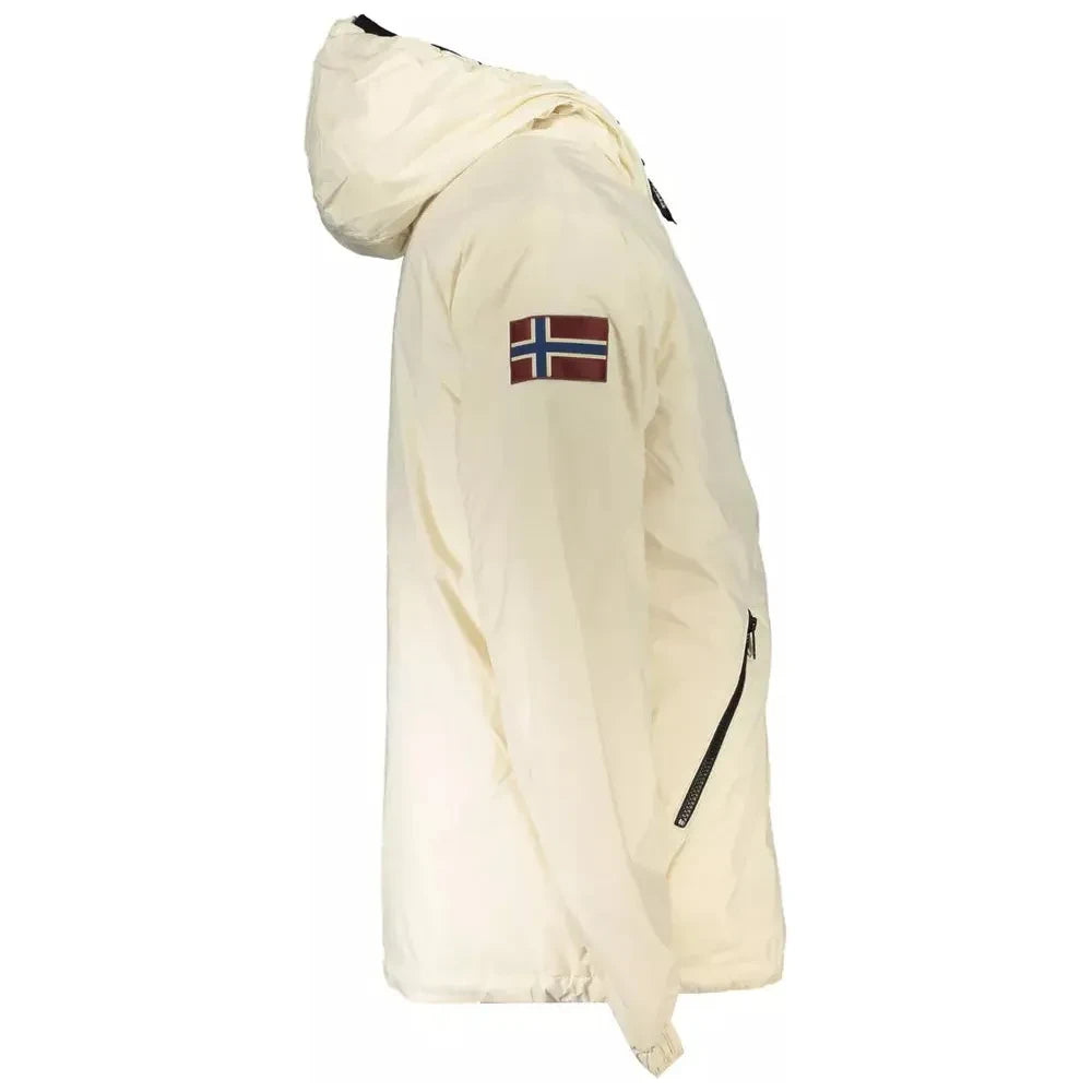 Chic White Polyamide Hooded Jacket