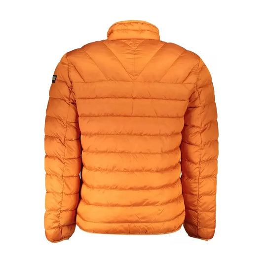 Chic Orange Polyamide Jacket with Pockets