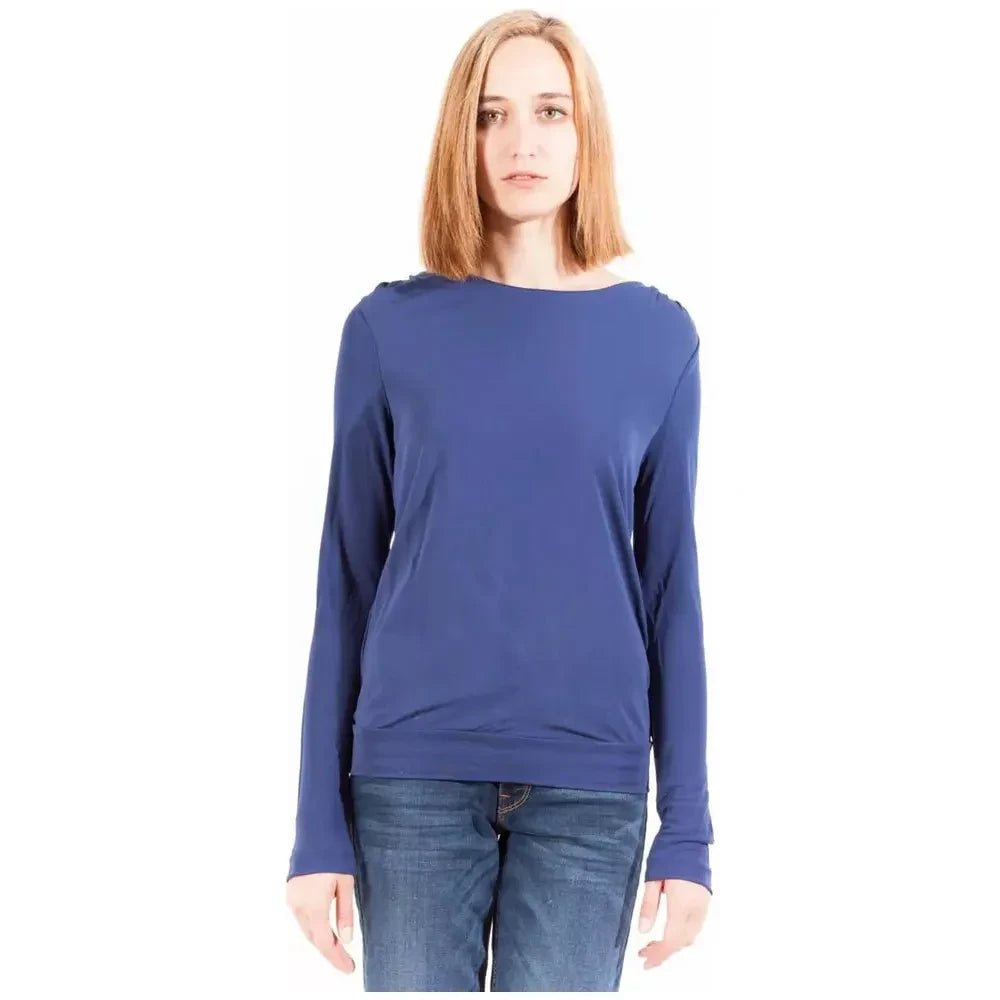 Elegant Blue Viscose Long Sleeve Tee