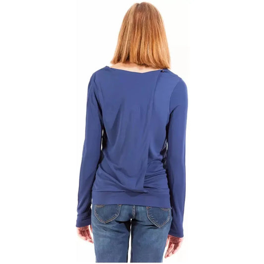 Elegant Blue Viscose Long Sleeve Tee