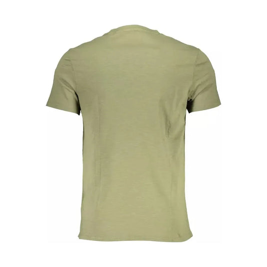 Chic Green Organic Cotton Tee with Embroidery