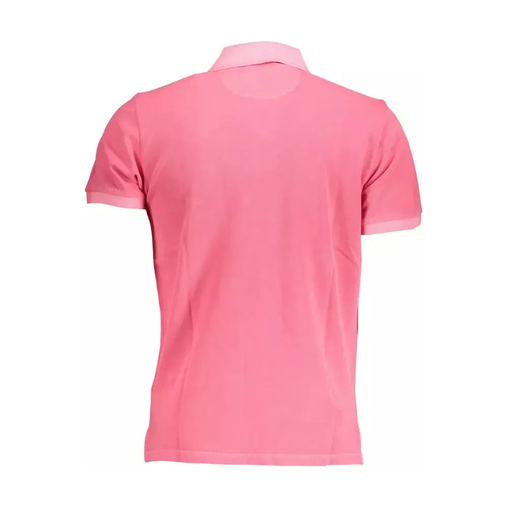 Chic Pink Cotton Polo Shirt with Logo Detail