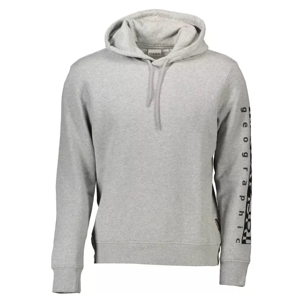 Chic Gray Hooded Sweatshirt with Logo Detail