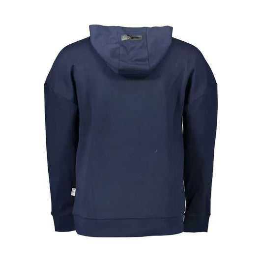 Sleek Blue Hooded Sweatshirt with Logo Detail