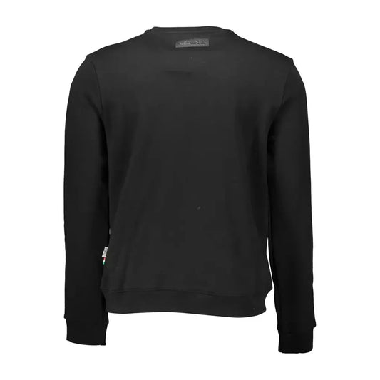 Sleek Black Cotton Sweatshirt with Bold Accents