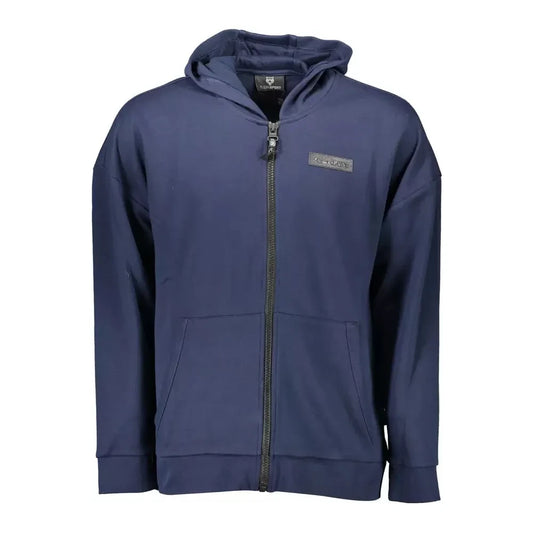 Sleek Blue Hooded Sweatshirt with Logo Detail