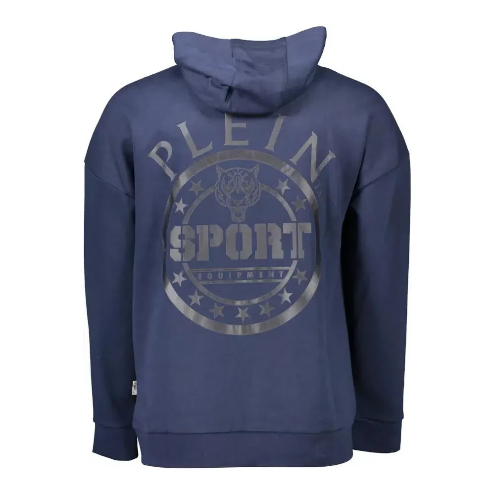 Sleek Blue Hooded Sweatshirt with Logo Detail