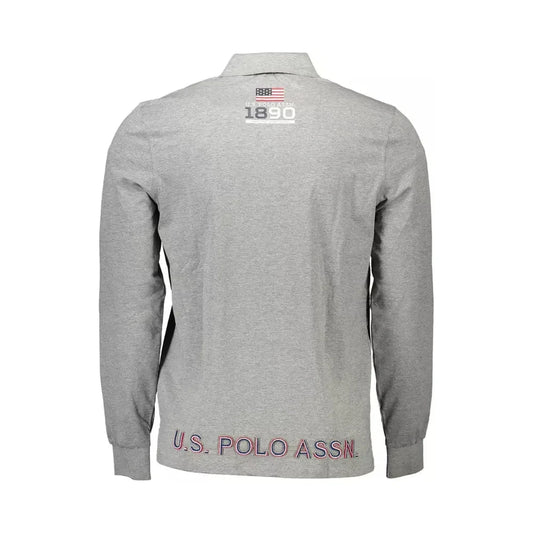 Chic Gray Long-Sleeved Polo with Contrasting Accents