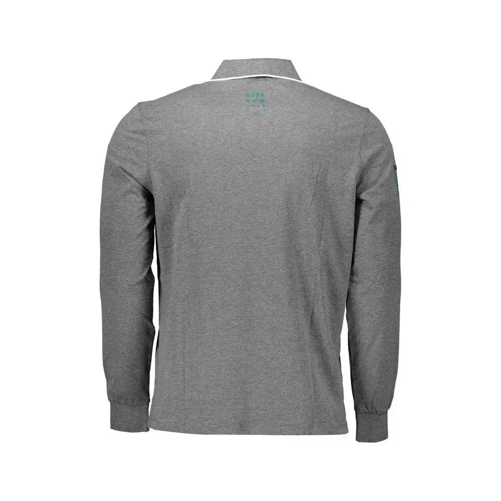 Elegant Gray Long-Sleeved Polo for Men