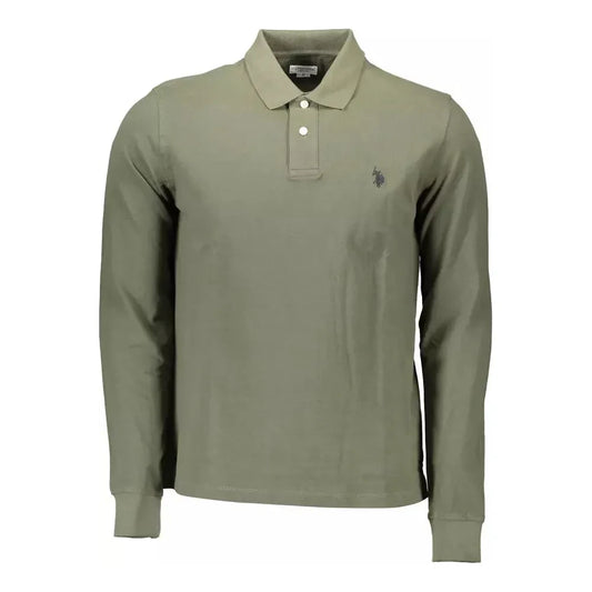 Elegant Green Long-Sleeved Polo Shirt