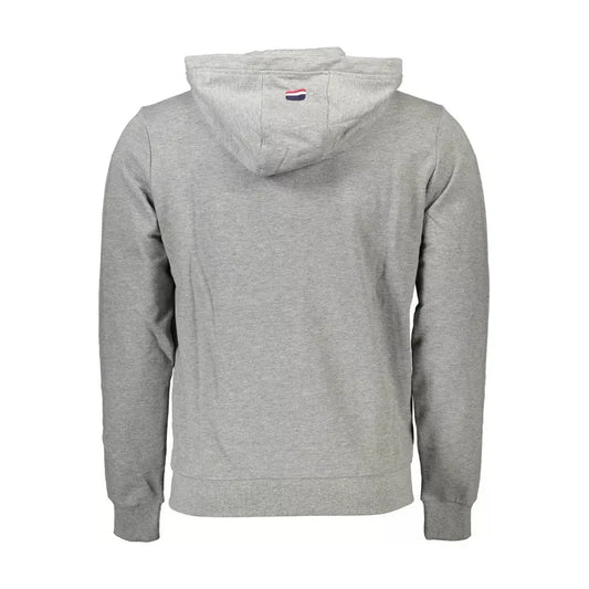 Elegant Gray Cotton Hooded Zip Sweater U.S. POLO ASSN.